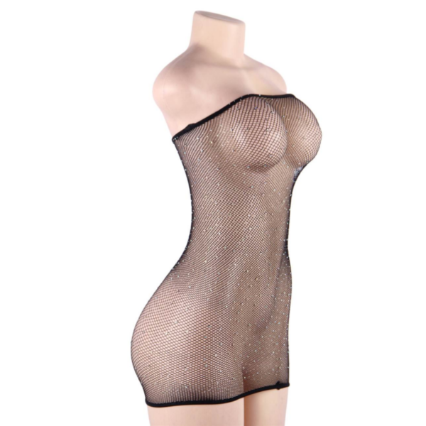 QUEEN LINGERIE - VESTIDO CORPO REDE COM DIAMANTES S/L - Image 4