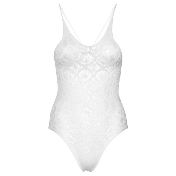 LEG AVENUE - SEAMLESS SCROLL LACE TEDDY - BRANCO - Image 4