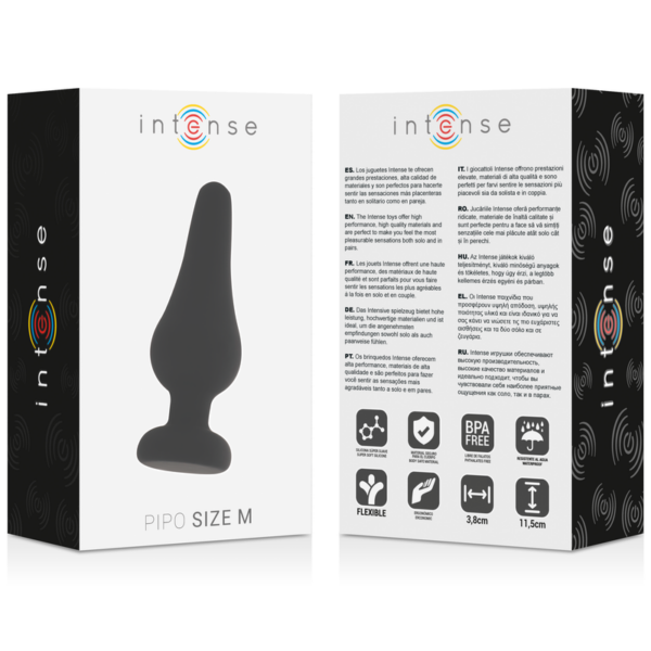 INTENSE - PLUG ANAL PIPO M SILICONE PRETO 11 CM - Image 4