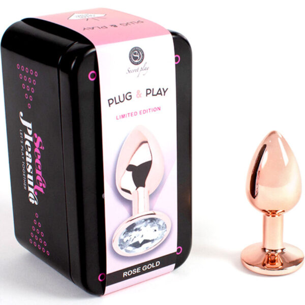 SECRETPLAY - PLUG ANAL DE METAL OURO ROSA TAMANHO PEQUENO 7 CM - Image 2