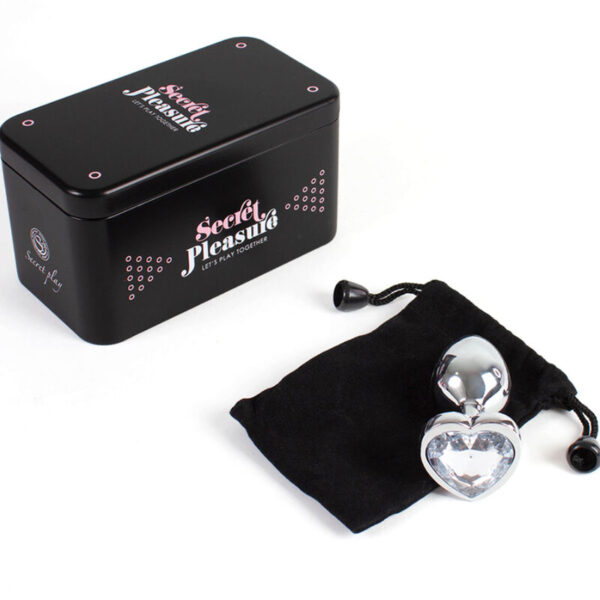 SECRETPLAY - PLUG ANAL DE METAL CORAO DE CRISTAL TRANSPARENTE TAMANHO PEQUENO 7 CM - Image 4