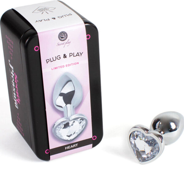SECRETPLAY - PLUG ANAL DE METAL CORAO DE CRISTAL TRANSPARENTE TAMANHO PEQUENO 7 CM - Image 2
