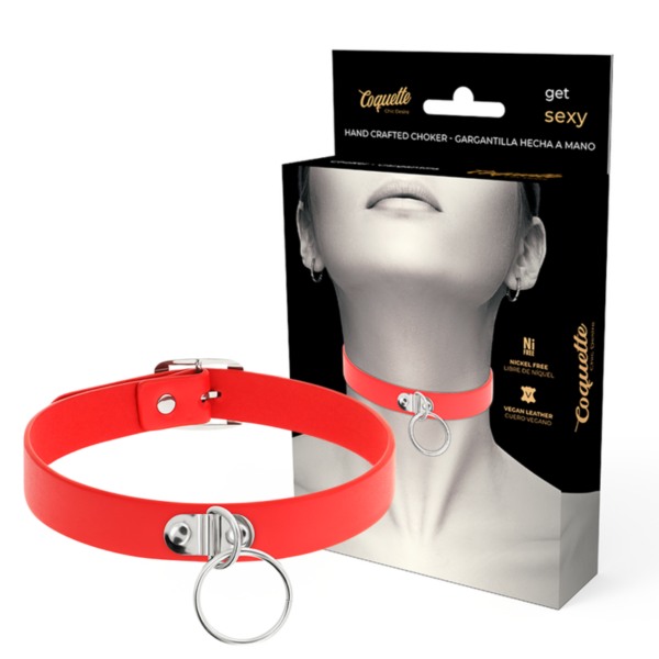 COQUETTE CHIC DESIRE - COLAR DE COURO VEGANO VERMELHO ACESSÓRIO FETISH MULHER - Image 2