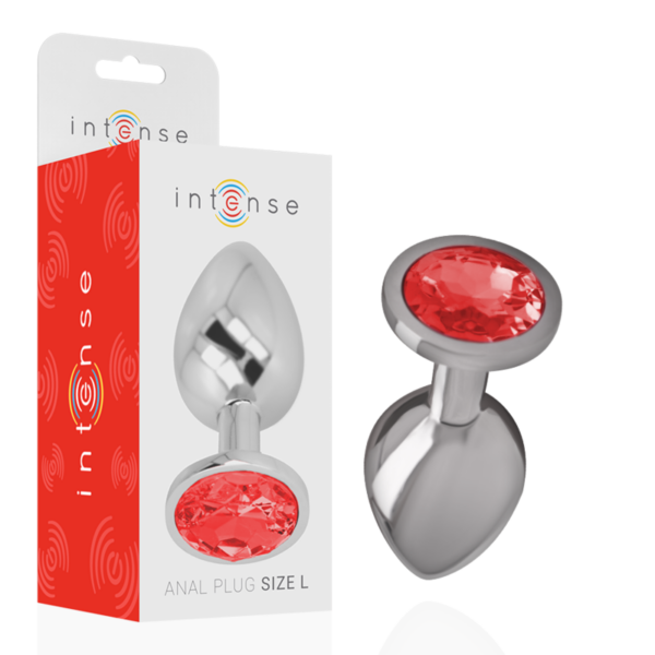 INTENSE - PLUG ANAL DE METAL DE ALUMÍNIO COM CRISTAL VERMELHO TAMANHO L - Image 2