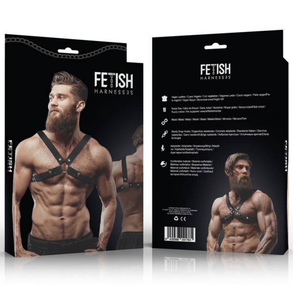 FETISH SUBMISSIVE ATTITUDE - ARNÊS DE BULLDOG DE PEITO AJUSTVEL DE COURO ECOLÓGICO PARA HOMEM - Image 4