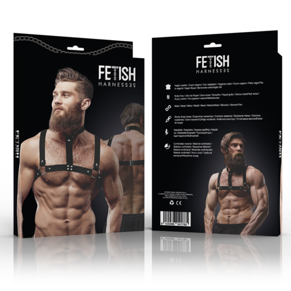 FETISH SUBMISSIVE ATTITUDE - ARNÊS DE PEITO DE COURO ECO AJUSTVEL COM COLAR PARA HOMENS - Image 4