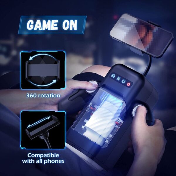 GAME CUP - MASTURBADOR DE VIBRAÇÃO DE IMPULSO COM FUNÇÃO DE AQUECIMENTO E SUPORTE MÓVEL - PRETO - Image 4