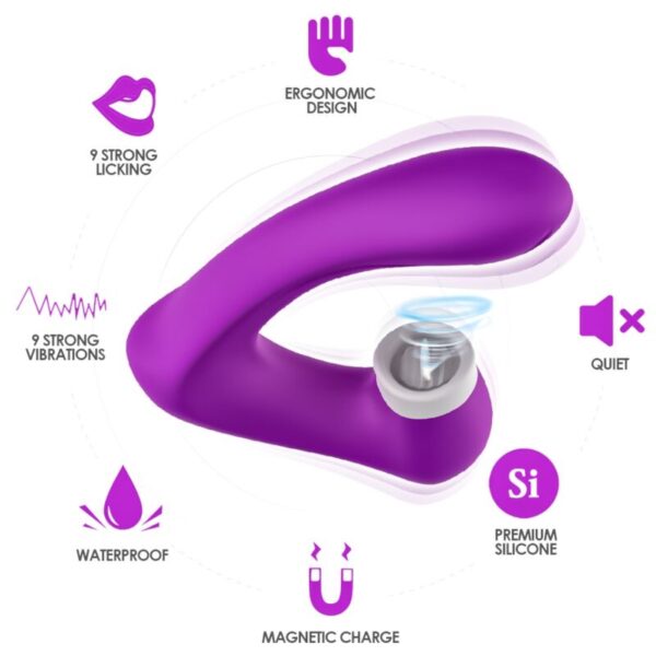 ARMONY - SECRETKISS LICKING CLITÓRIS VIBRATÓRIO E VIBRADOR CURVO ROXO - Image 2