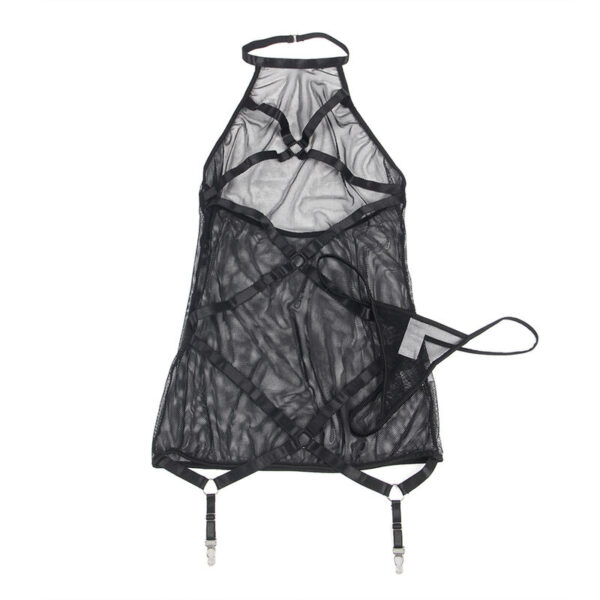 SUBBLIME - VESTIDO TRANSPARENTE CUELLO HALTER NEGRO S/M - Image 4