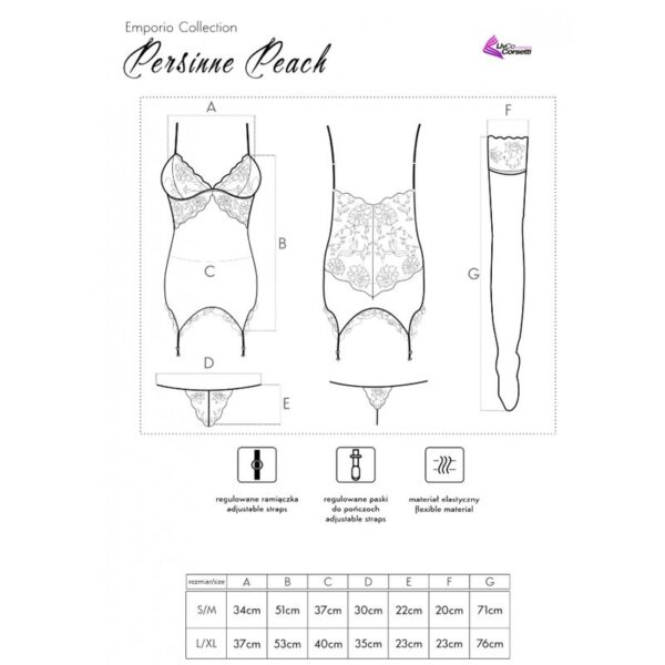 LIVCO CORSETTI FASHION - PERSINNE PEACH SET CORSET + PANTY + MEDIAS - Image 5