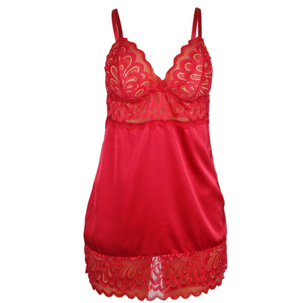 SUBBLIME - BABYDOLL SATINADO CON ENCAJE ROJO S/M - Image 4