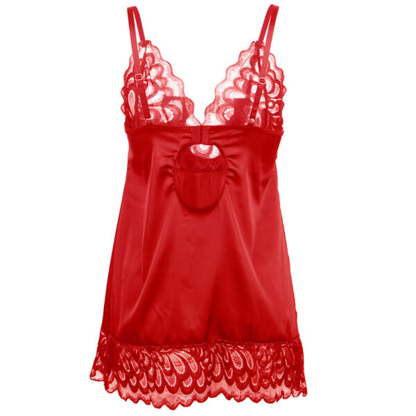 SUBBLIME - BABYDOLL SATINADO CON ENCAJE ROJO S/M - Image 5