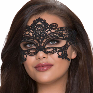 QUEEN LINGERIE - MSCARA LARGA DE RENDA PRETA