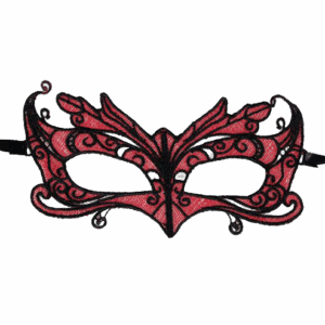 QUEEN LINGERIE - MSCARA DE RENDA COM DETALHES VERMELHOS