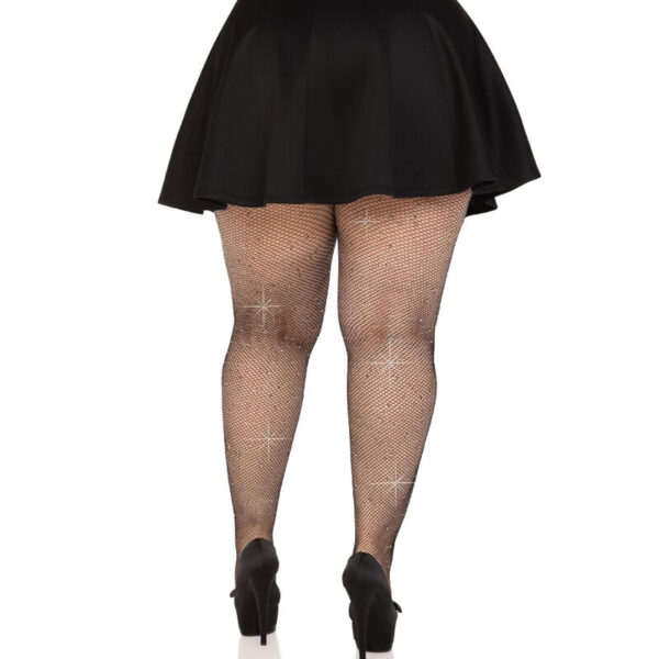 LEG AVENUE - MEIAS DE MALHA CRISTALIZADA PRETAS PLUS SIZE - Image 2