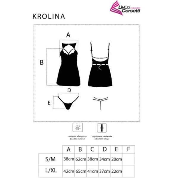 LIVCO CORSETTI FASHION - KROLINA LC 90734 CHEMISE + TANGA NEGRO S/M - Image 4
