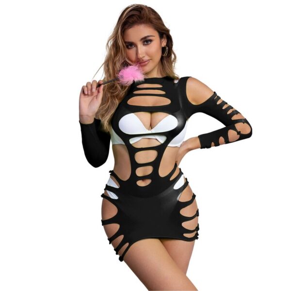 SUBBLIME - 952266 VESTIDO MANGA LONGA COM REDE ELSTICA PRETO TAMANHO ÚNICO - Image 3
