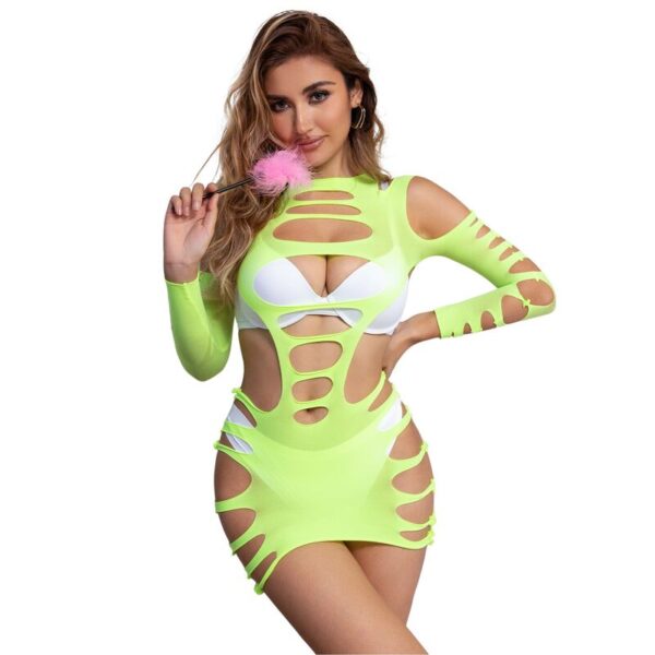 SUBBLIME - 952280 VESTIDO VERDE MANGA LONGA COM REDE ELSTICA TAMANHO ÚNICO - Image 4