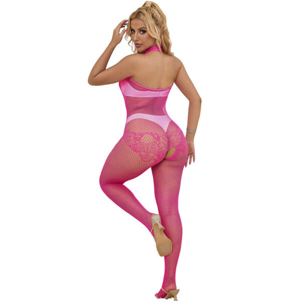 SUBBLIME - 952389 BODYSTOCKING SEM FUNDO DE REDE E RENDA COM GOLA ALTA ROSA TAMANHO ÚNICO - Image 2