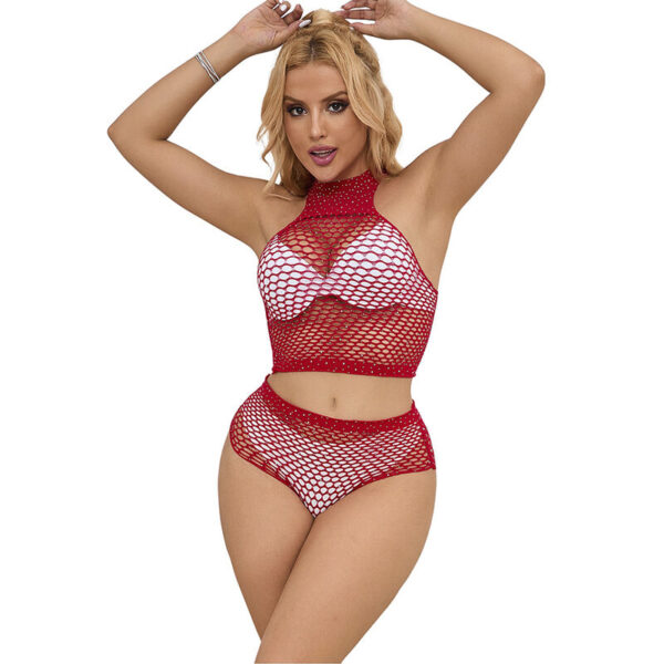 SUBBLIME - 952402 FISHNET SET COM DIAMANTES ROSA TAMANHO ÚNICO - Image 4