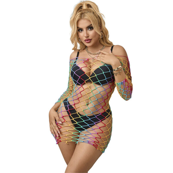 SUBBLIME - 952426 RAINBOW MANGA LONGA FISHNET VESTIDO TAMANHO ÚNICO - Image 4