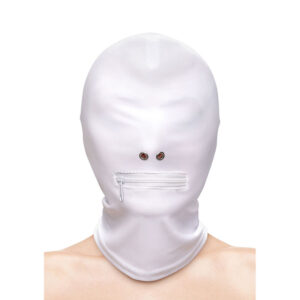 NS NOVELTIES - FETISH  FASHION FECHADO BOCA COM ZÍPER CAPUZ NYLON BRANCO