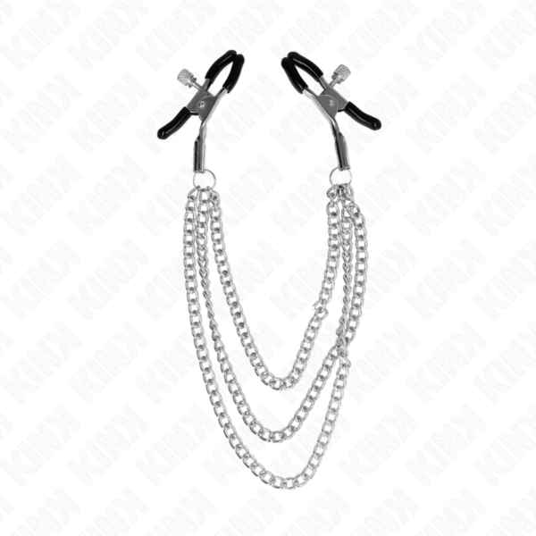 KINK - PINÇAS PARA BICOS COM 3 CORRENTES PRATA 20/23/28 CM - Image 2
