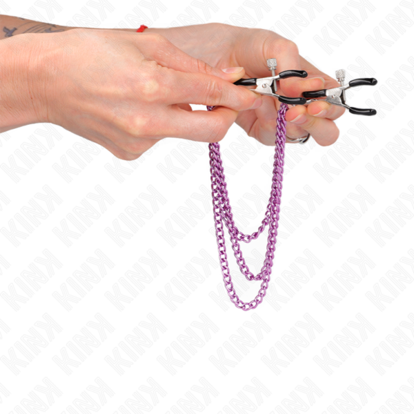 KINK - PINÇAS PARA BICOS COM 3 CORRENTES ROXO 20/23/28 CM - Image 4