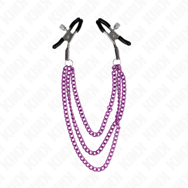 KINK - PINÇAS PARA BICOS COM 3 CORRENTES ROXO 20/23/28 CM - Image 2