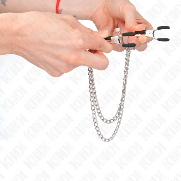 KINK - PINÇAS PARA BICOS COM 2 CORRENTES GROSSAS PRATA 20/23 CM - Image 4