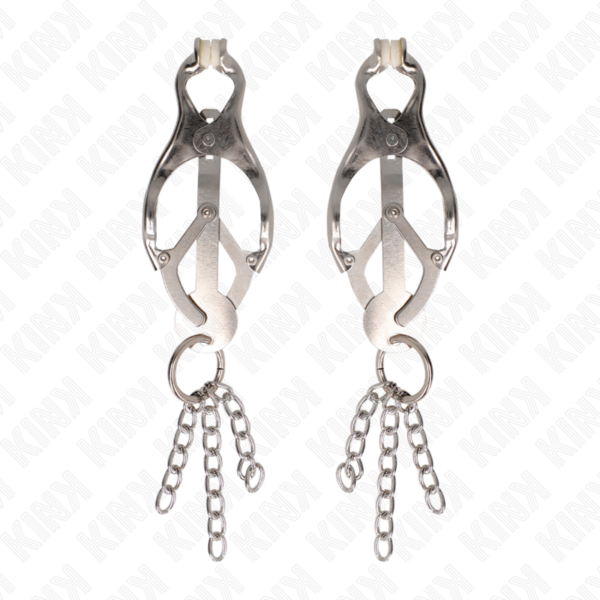 KINK - PINÇAS DE TREVO JAPONÊS COM PEQUENAS CORRENTES PRATA - Image 2
