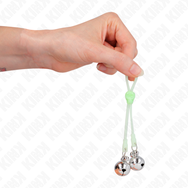 KINK - PINÇAS DE CRÂNIO LUMINOSAS COM ANEL SINOS AJUSTÁVEIS VERDE / PRATA - Image 4