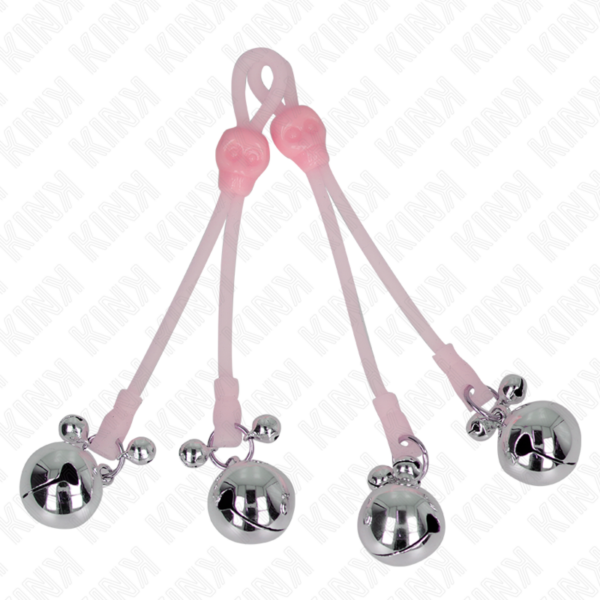 KINK - PINÇAS DE CRÂNIO LUMINOSAS COM ANEL SINOS AJUSTÁVEIS ROSA / PRATA - Image 2