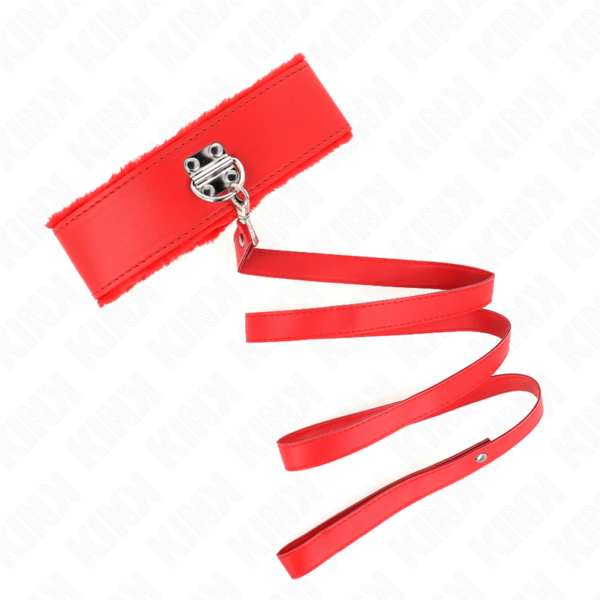 KINK - COLAR COM TRELA 116 CM COM PREGOS PRATA MODELO 4 VERMELHO AJUSTÁVEL 40-48 CM X 6 CM - Image 4