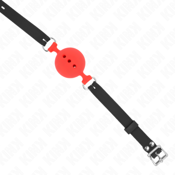 KINK - MORDAÇA COMPLETA DE SILICONE 55 x 2 CM COM BOLA DE 5 CM TAMANHO L VERMELHO AJUSTÁVEL 35-51 CM - Image 4