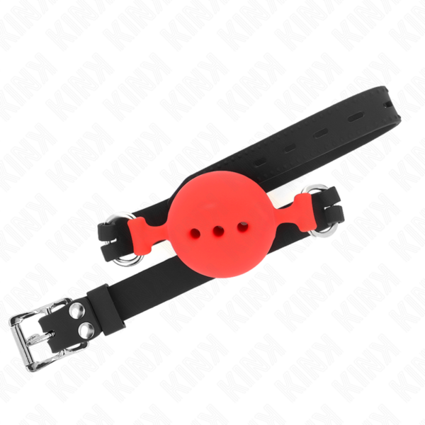 KINK - MORDAÇA COMPLETA DE SILICONE 55 x 2 CM COM BOLA DE 5 CM TAMANHO L VERMELHO AJUSTÁVEL 35-51 CM - Image 3