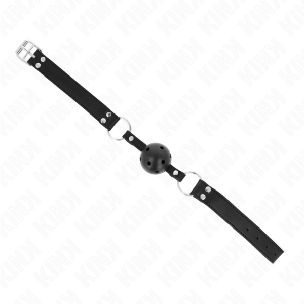KINK - BOLA RESPIRÁVEL 4 CM MORDAÇA COM REBITE DUPLO MODELO 1 PRETO 62,5 x 2,5 CM AJUSTÁVEL 42-58 CM - Image 3