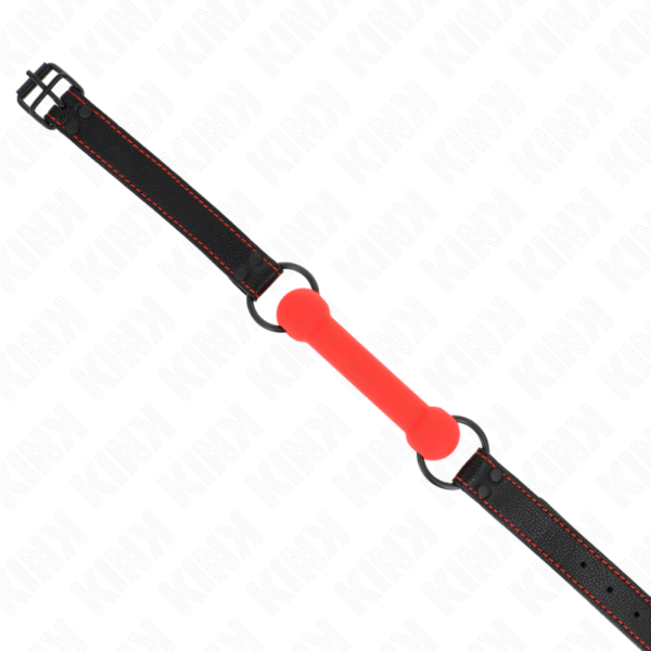 KINK - MORDAÇA DE OSSO COM ALÇA DE COURO VERMELHA AJUSTÁVEL 41-57 CM - Image 3