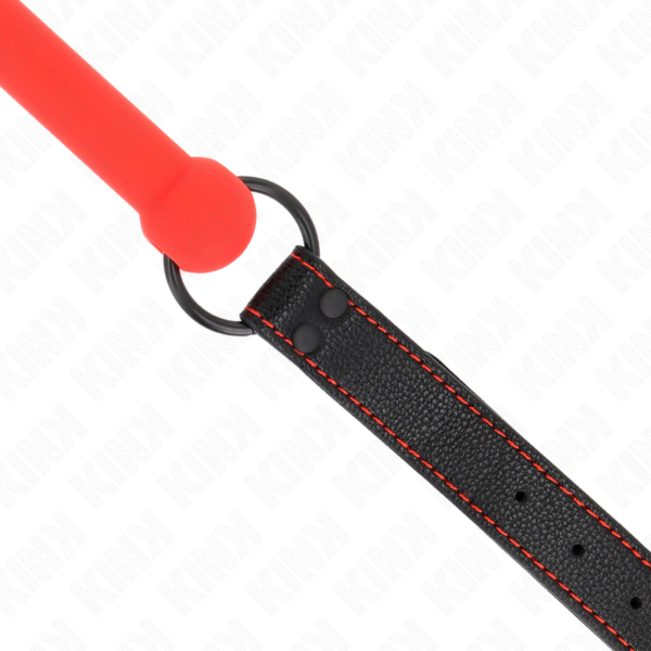 KINK - MORDAÇA DE OSSO COM ALÇA DE COURO VERMELHA AJUSTÁVEL 41-57 CM - Image 4