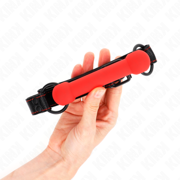 KINK - MORDAÇA DE OSSO COM ALÇA DE COURO VERMELHA AJUSTÁVEL 41-57 CM - Image 2