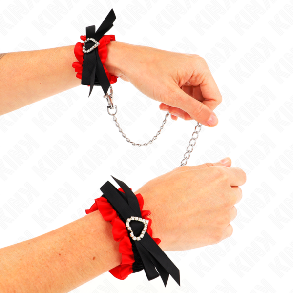 KINK - RETENÇÕES DE PUNHO ELÁSTICAS DE RENDA DETALHES DE CORAÇÃO VERMELHO AJUSTÁVEIS 22-35 CM - Image 3