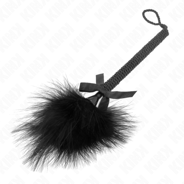 KINK - VARINHA DE CORDA DE NYLON COM PENAS DE CÓCEGAS E LAÇO PRETO 25 CM - Image 4
