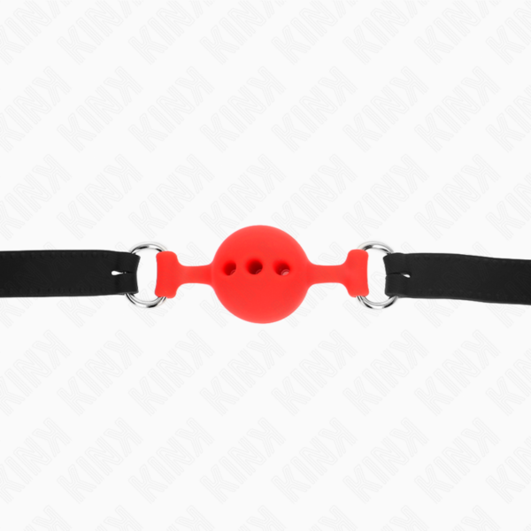 KINK - MORDAÇA COMPLETA DE SILICONE 55 x 2 CM COM BOLA DE 4 CM TAMANHO S VERMELHO AJUSTÁVEL 35-51 CM - Image 5