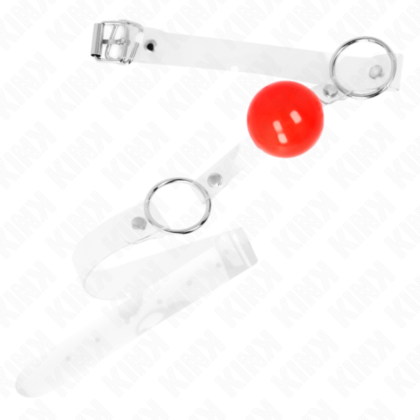 KINK - BOLA PVC TRANSPARENTE VERMELHA MORDAÇA 4 CM AJUSTÁVEL - Image 2