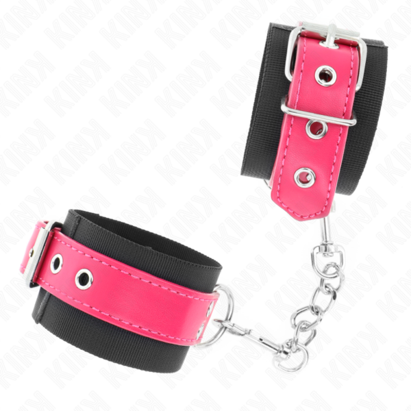 KINK - PUNHOS DE NYLON PRETO COM CINTO DE COURO RASPBERRY ROSE AJUSTÁVEL 19-29 CM X 5,1 CM - Image 2