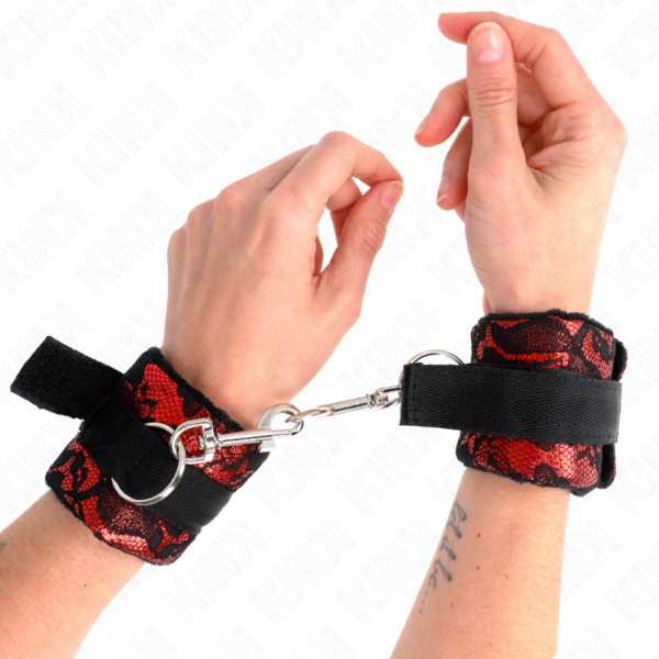 KINK - RESTRIÇÕES DE PULSO SCANDAL VERMELHO-PRETO - Image 4
