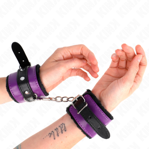 KINK - PULSO PREMIUM FORRO DE PELE PRETO COM CINTO ROXO / PRETO AJUSTÁVEL 17-29 CM X 6 CM - Image 4
