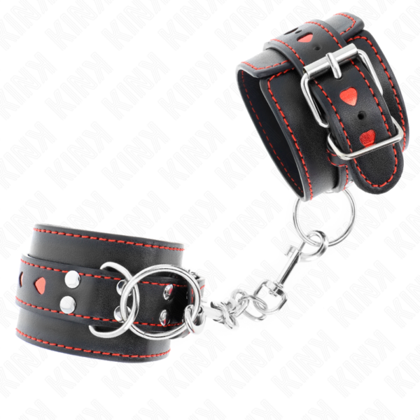 KINK - PULSO PRETO COM INSERÇÃO DE CORAÇÃO VERMELHO AJUSTÁVEL 21-28 CM X 5,5 CM - Image 2