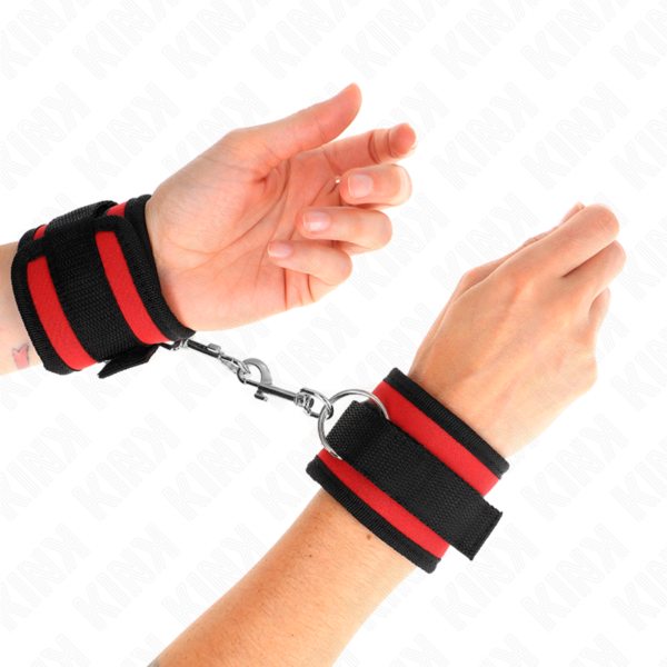 KINK - RETENÇÕES DE PULSO NYLON BIND HOOKLOOP VERMELHO-PRETO MODELO 2 AJUSTÁVEL 18-35 CM X 6 CM - Image 4