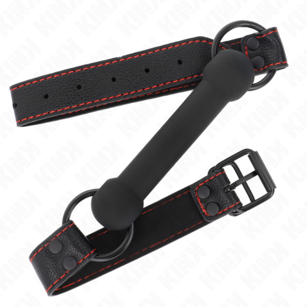 KINK - MORDAÇA DE OSSO COM ALÇA DE COURO PRETA AJUSTÁVEL 41-57 CM - Image 2